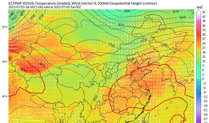 【大范围牛舔型高温突降北方,多地破纪录气候乱套？分析:暂副高异常】图2