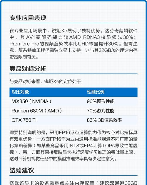 Xe显卡性能表现大揭秘（全方位评测）